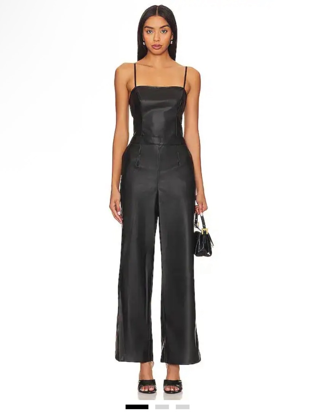 BCBGeneration Black Faux Leather Jumpsuit Size Medium